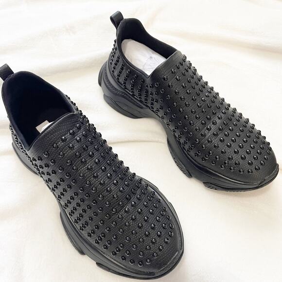 Steve Madden Black Marathon Studded Chunky Slip On Sneaker  Steve Madden Marathon black studded sneaker size 8 slip on NWT NIB